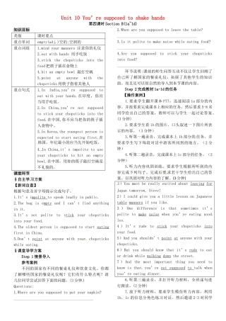 九年级英语全册 Unit 10 You’re supposed to shake hands（第4课时）导学案 （新版）人教新目标版-（新版）人教新目标版初中九年级全册英语学案