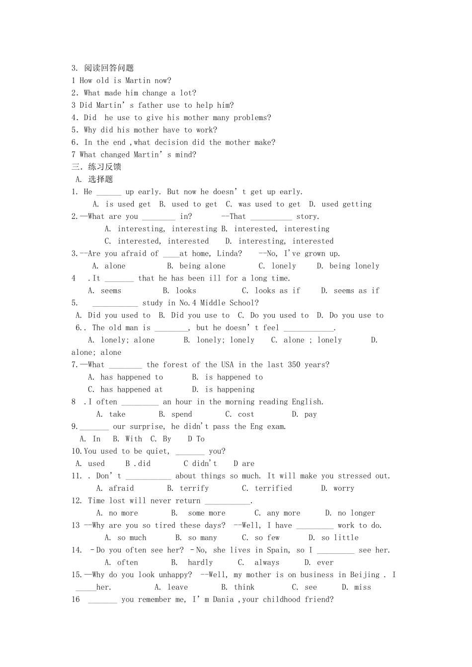 九年级英语 Book 9Unit 2 I used to be afraid of the dark复习导学案 人教新目标版_第2页