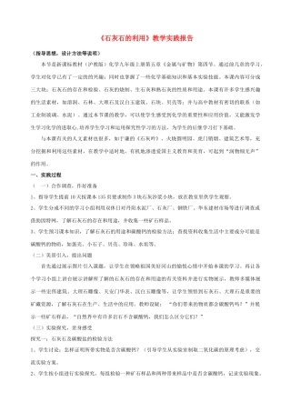 （骨干教师竞赛作品）初中化学《石灰石的利用》教学实践报告2