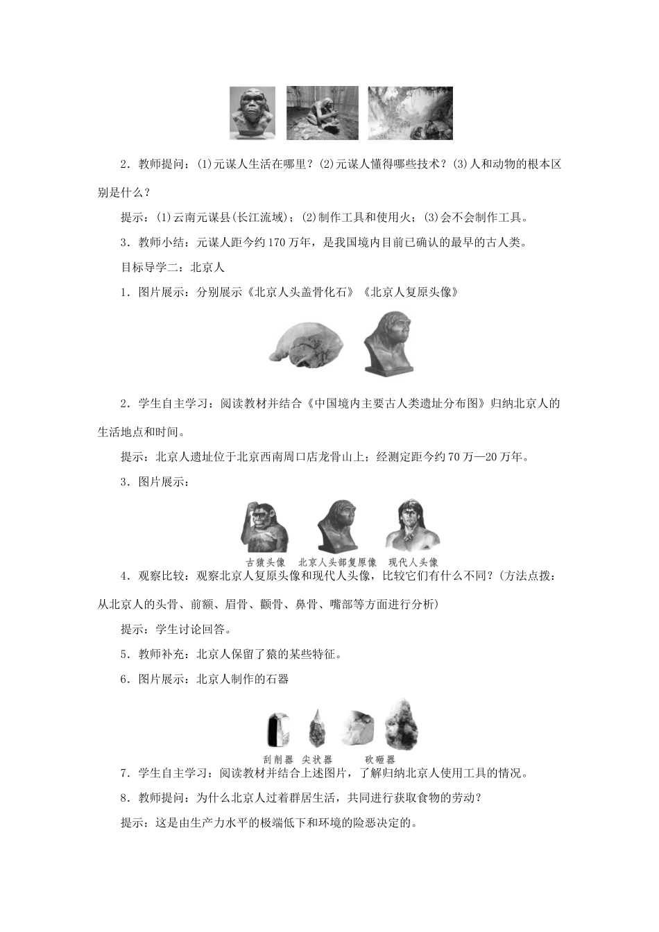 秋七年级历史上册 第一单元 史前时期：中国境内早期人类与文明的起源 第1课 中国境内早期人类的代表—北京人教案 新人教版-新人教版初中七年级上册历史教案_第2页