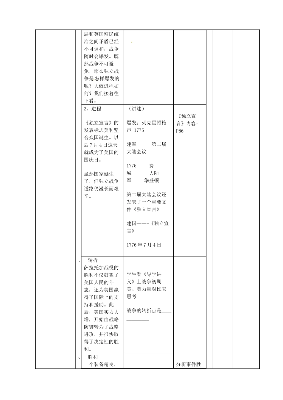 江苏省新沂市第二中学九年级历史上册 14 美国的独立教案 川教版_第2页