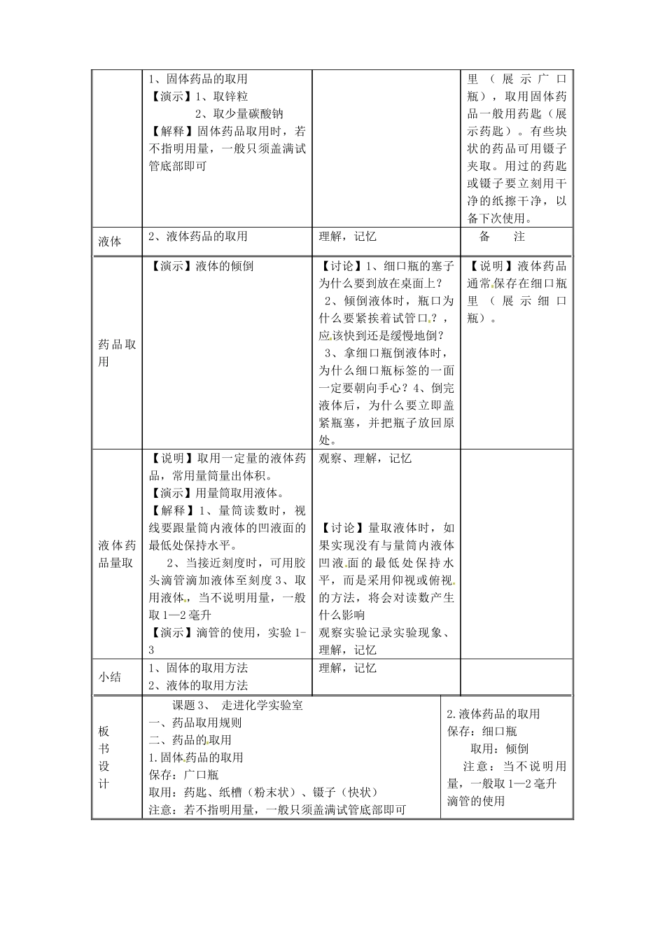 吉林省四平市第十七中学九年级化学上册《1.3 走进化学实验室》教案 （新版）新人教版_第2页