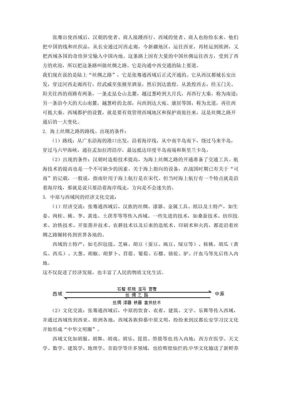 辽宁省凌海市石山初级中学七年级历史上册 3.15汉通西域和丝绸之路教案 新人教版_第3页
