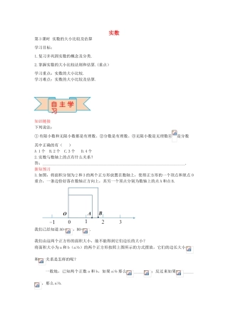 秋八年级数学上册 14.3 实数的大小比较及估算（第3课时）学案 （新版）冀教版-（新版）冀教版初中八年级上册数学学案