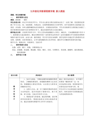 九年级化学新课程教学案 新人教版