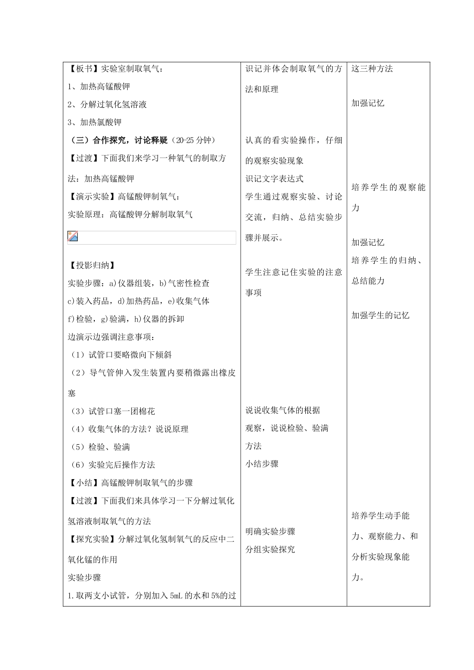 秋九年级化学上册 2.2《氧气的制法》教案 （新版）北京课改版-北京课改版初中九年级上册化学教案_第2页
