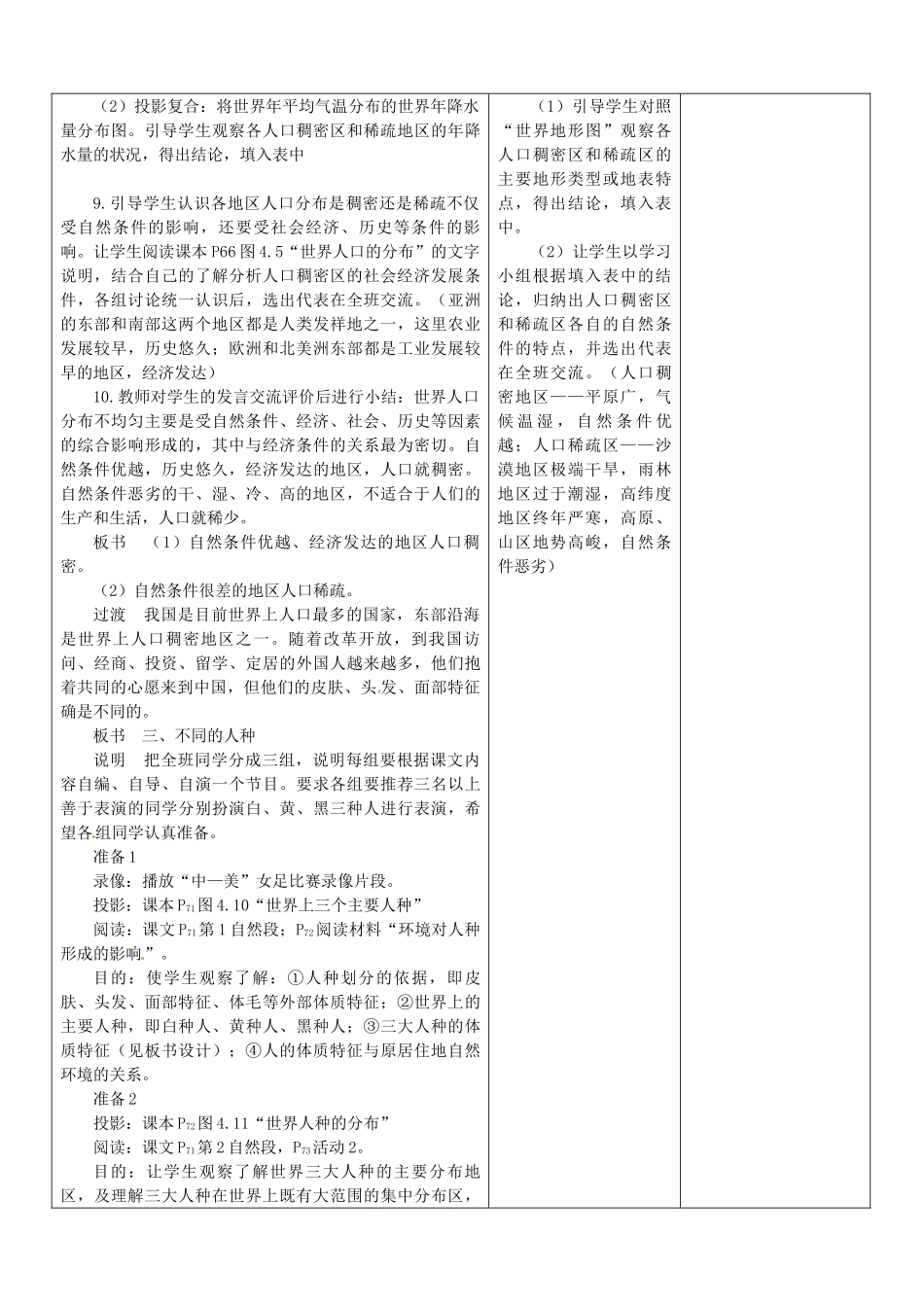 山东省郯城县第三初级中学七年级地理上册《第四章第一节人口与人种（二）》教案 新人教版_第3页