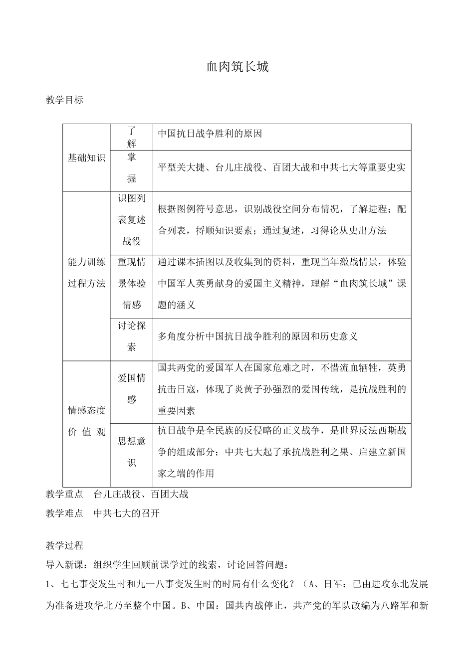 鲁教版七年级历史上册血肉筑长城_第1页