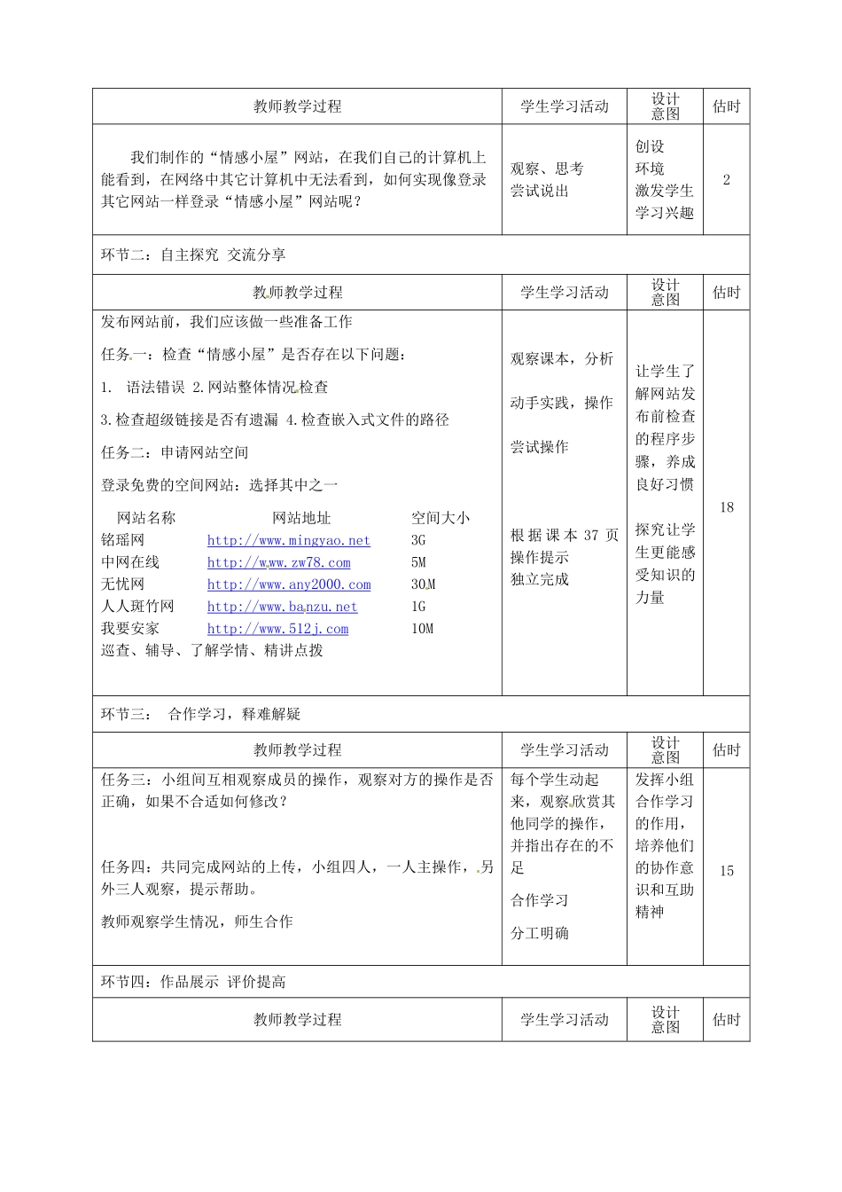 山东省临沭县第三初级中学八年级信息技术《网站的发布与维护》教案 人教新课标版_第2页