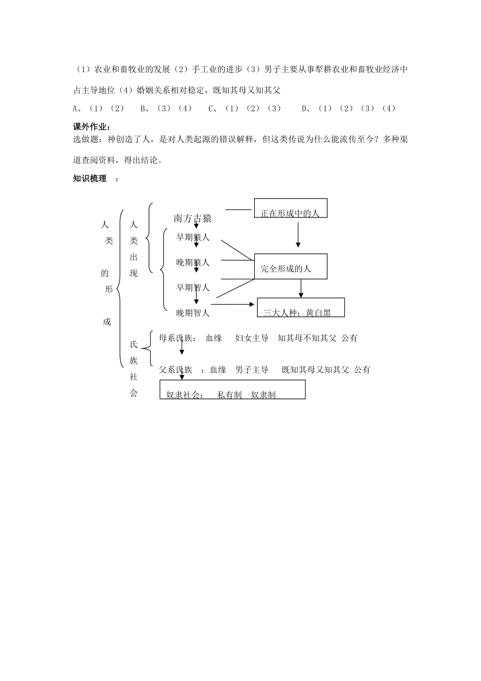 九年级历史上册 1.1《人类的形成》教案 人教新课标版_第3页