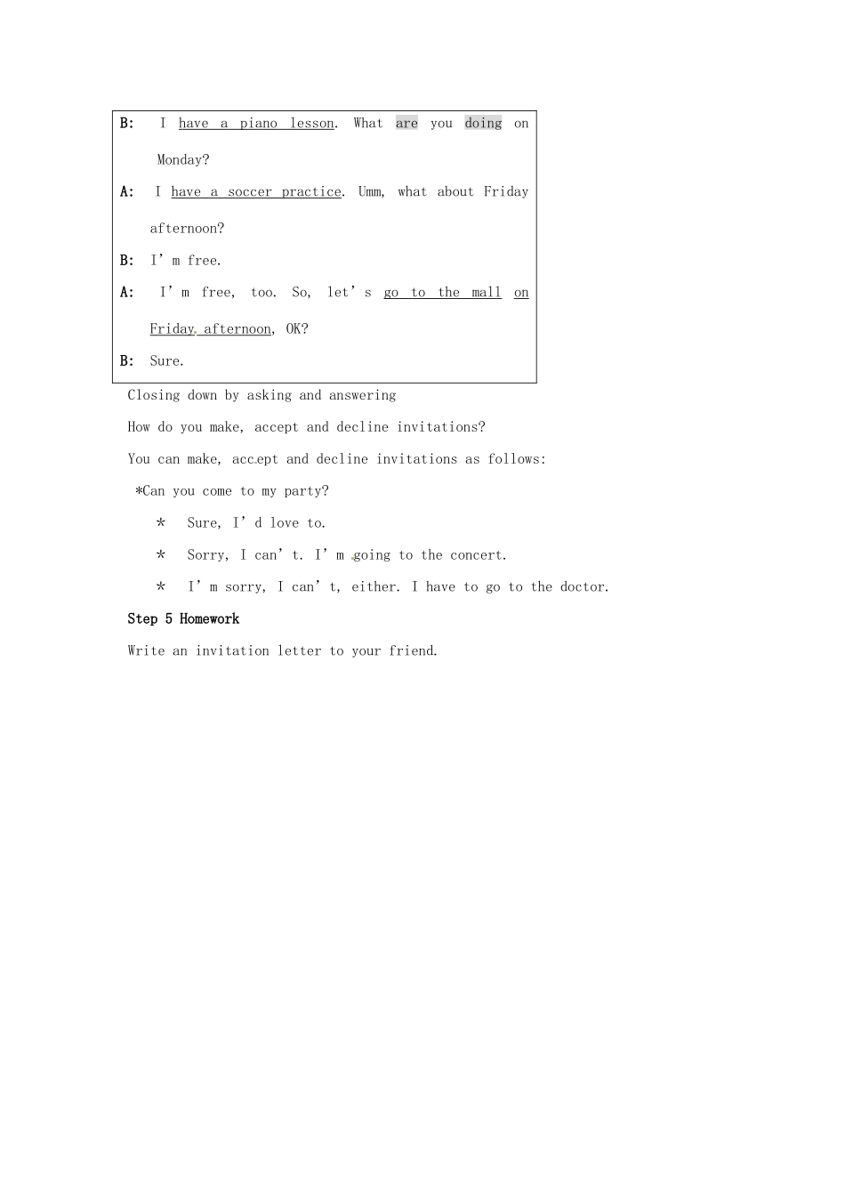 山东省肥城市安站中学八年级英语上册 Unit 5 Can you come to my party Period 2导学案 人教新目标版_第3页