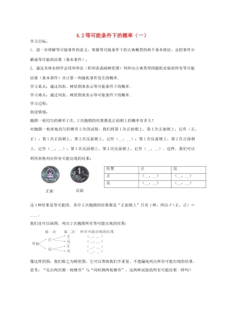九年级数学上册 4.2 等可能条件下的概率（一）学案2 （新版）苏科版-（新版）苏科版初中九年级上册数学学案