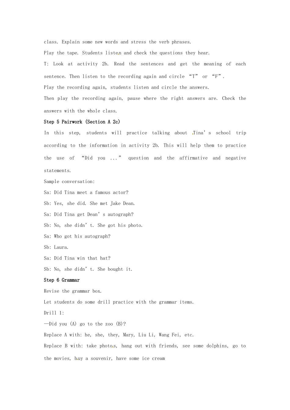 山东省肥城市安站中学八年级英语上册 Unit 8 How was your school trip Period 1导学案 人教新目标版_第3页