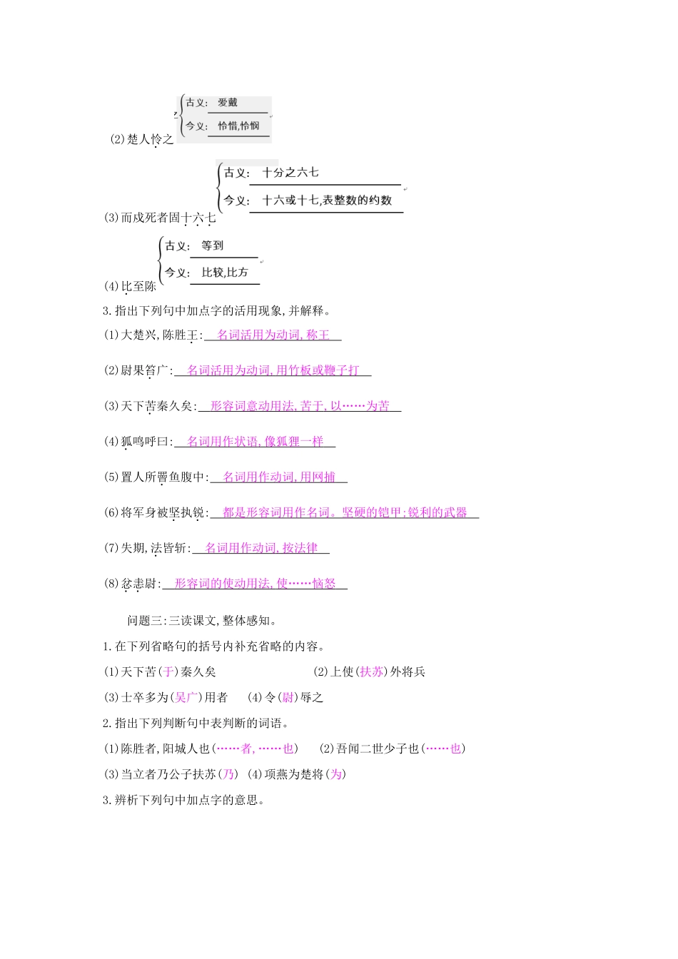九年级语文上册 第16课 陈涉世家导学案 苏教版-苏教版初中九年级上册语文学案_第3页