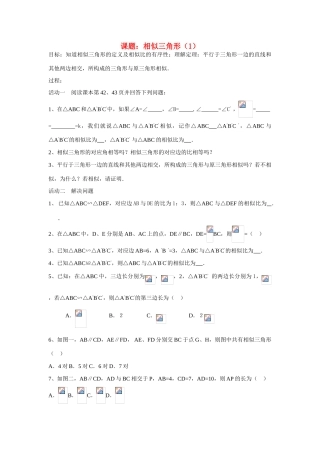 九年级数学 相似三角形（1）学案人教版