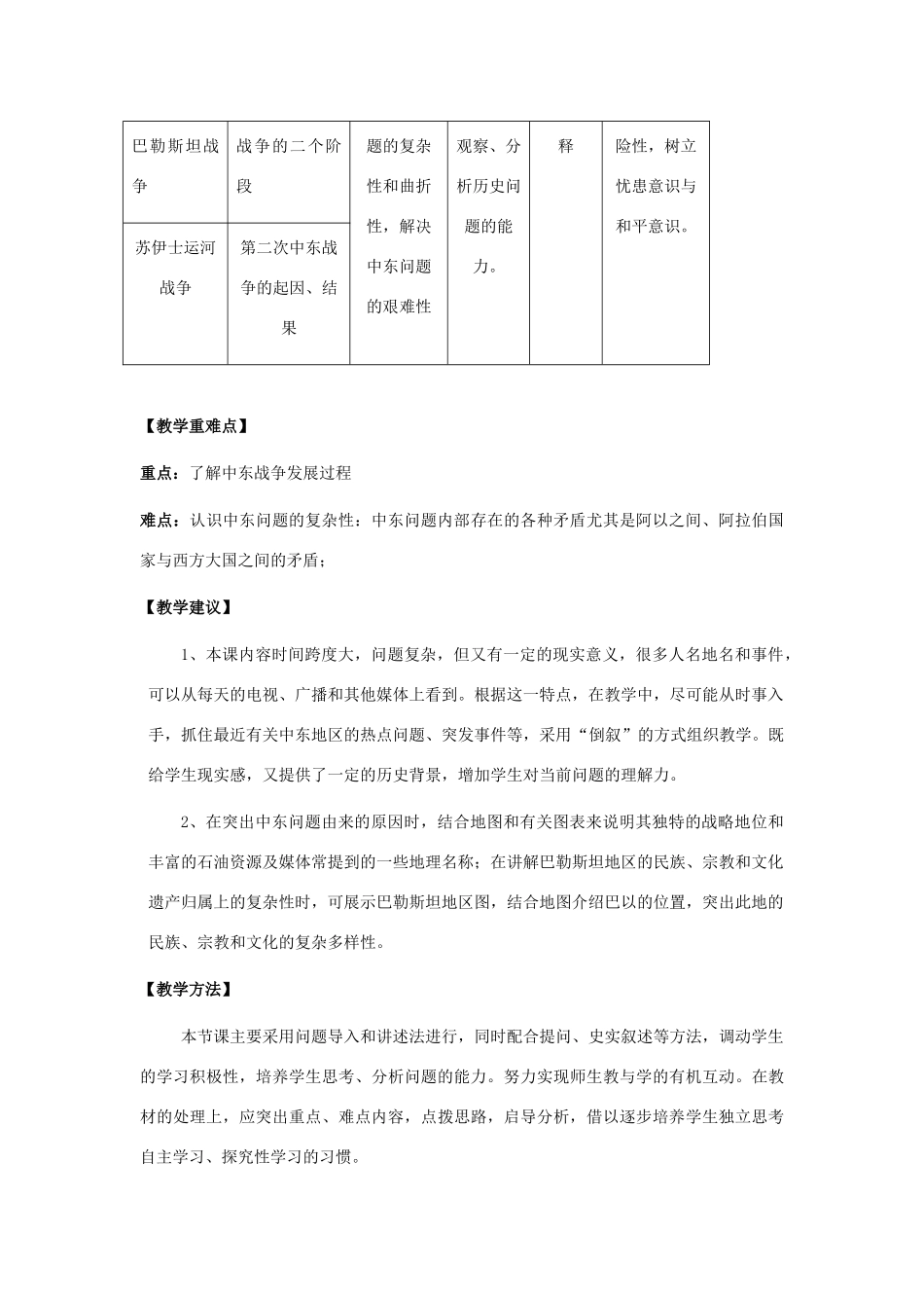 九年级历史下册 第13课动荡的中东地区教案 人教新课标版_第2页