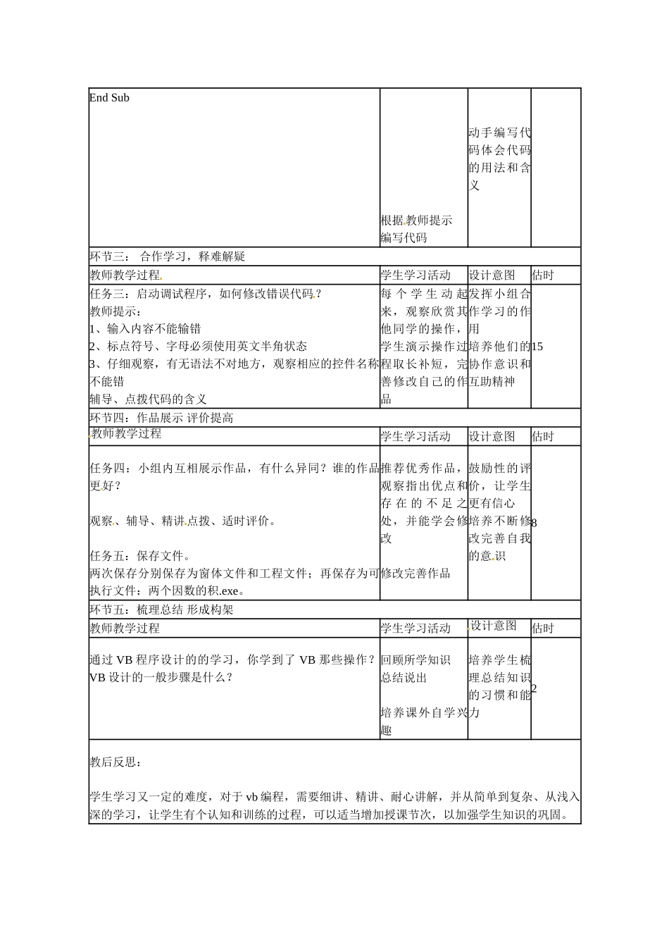 山东省临沭县第三初级中学八年级信息技术上册《初始VB程序设计》教案_第2页