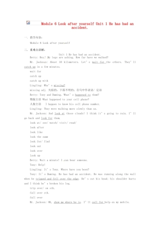 九年级英语下册 Module 6 Unit 1 He has had an accident重难点解析 外研版