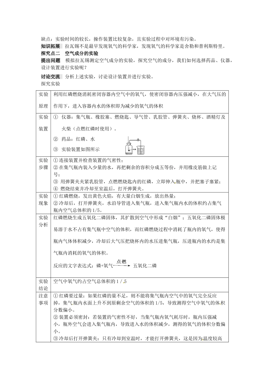秋九年级化学上册 第2单元 我们周围的空气 课题1 空气教案 （新版）新人教版-（新版）新人教版初中九年级上册化学教案_第2页