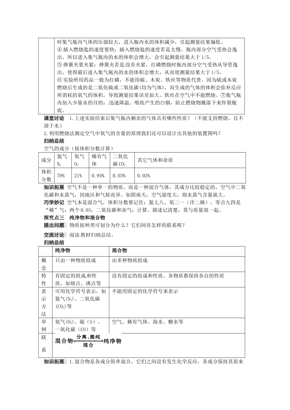 秋九年级化学上册 第2单元 我们周围的空气 课题1 空气教案 （新版）新人教版-（新版）新人教版初中九年级上册化学教案_第3页