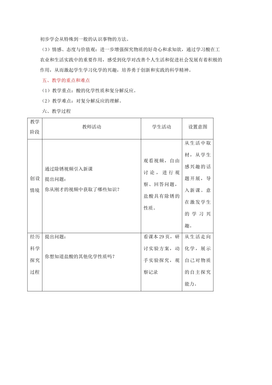 九年级化学全册 第2单元 第1节 酸及其性质教案2 鲁教版五四制-鲁教版五四制初中九年级全册化学教案_第2页