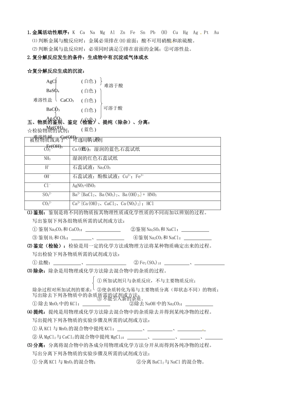 辽宁省丹东七中九年级化学 中考专题复习 专题3 酸碱盐一 人教新课标版_第3页