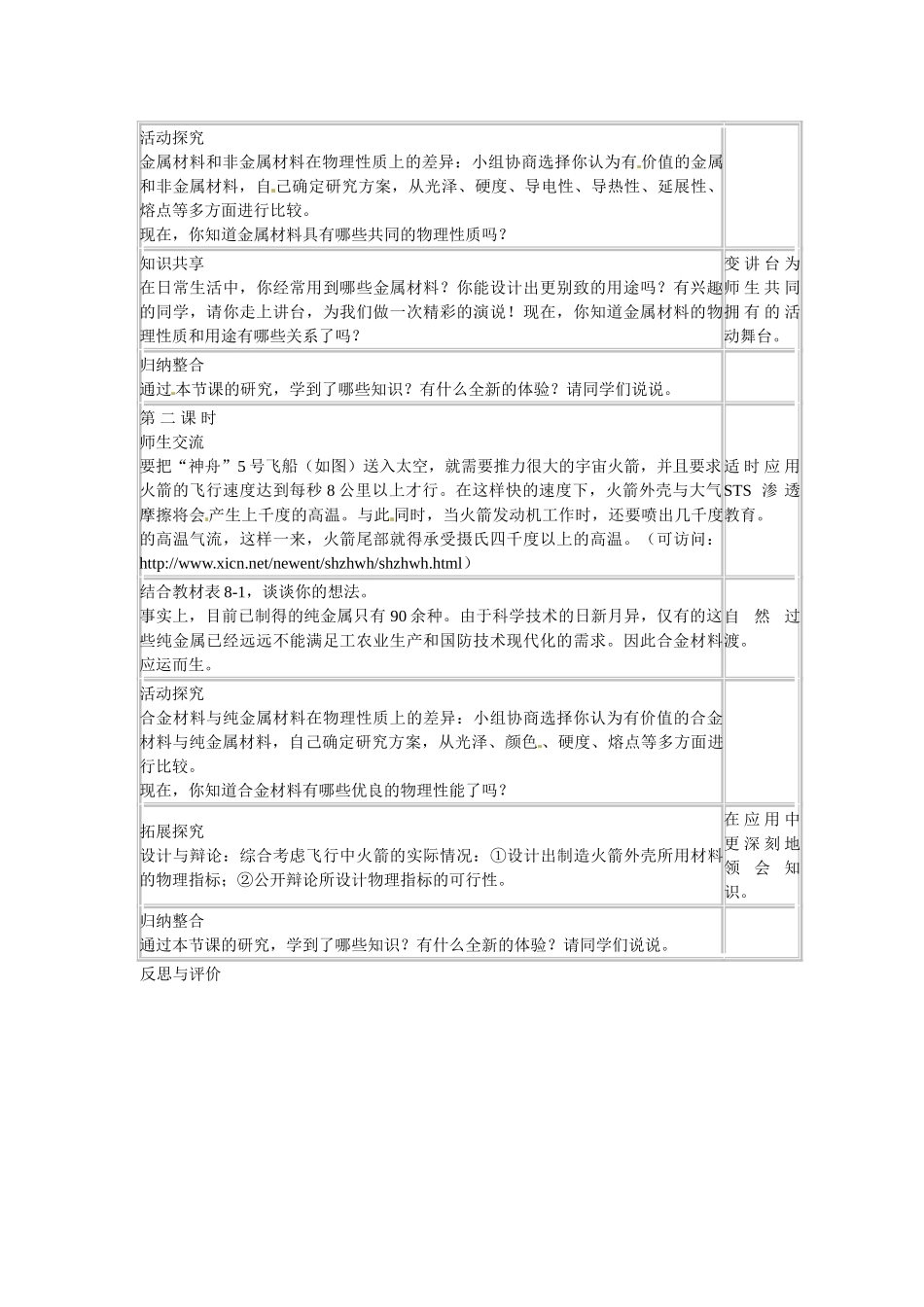 辽宁省辽阳市第九中学九年级化学下册 第八单元 金属和金属材料 课题 1 金属材料教学案 新人教版_第2页