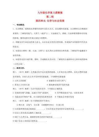 九年级化学第二轮考标复习 化学与社会发展教案 人教新课标版