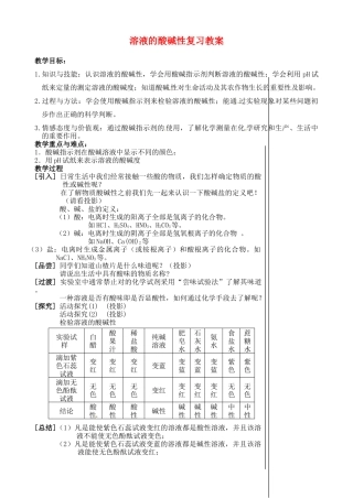 江苏省兴化市昭阳湖初级中学九年级化学 溶液的酸碱性复习教案