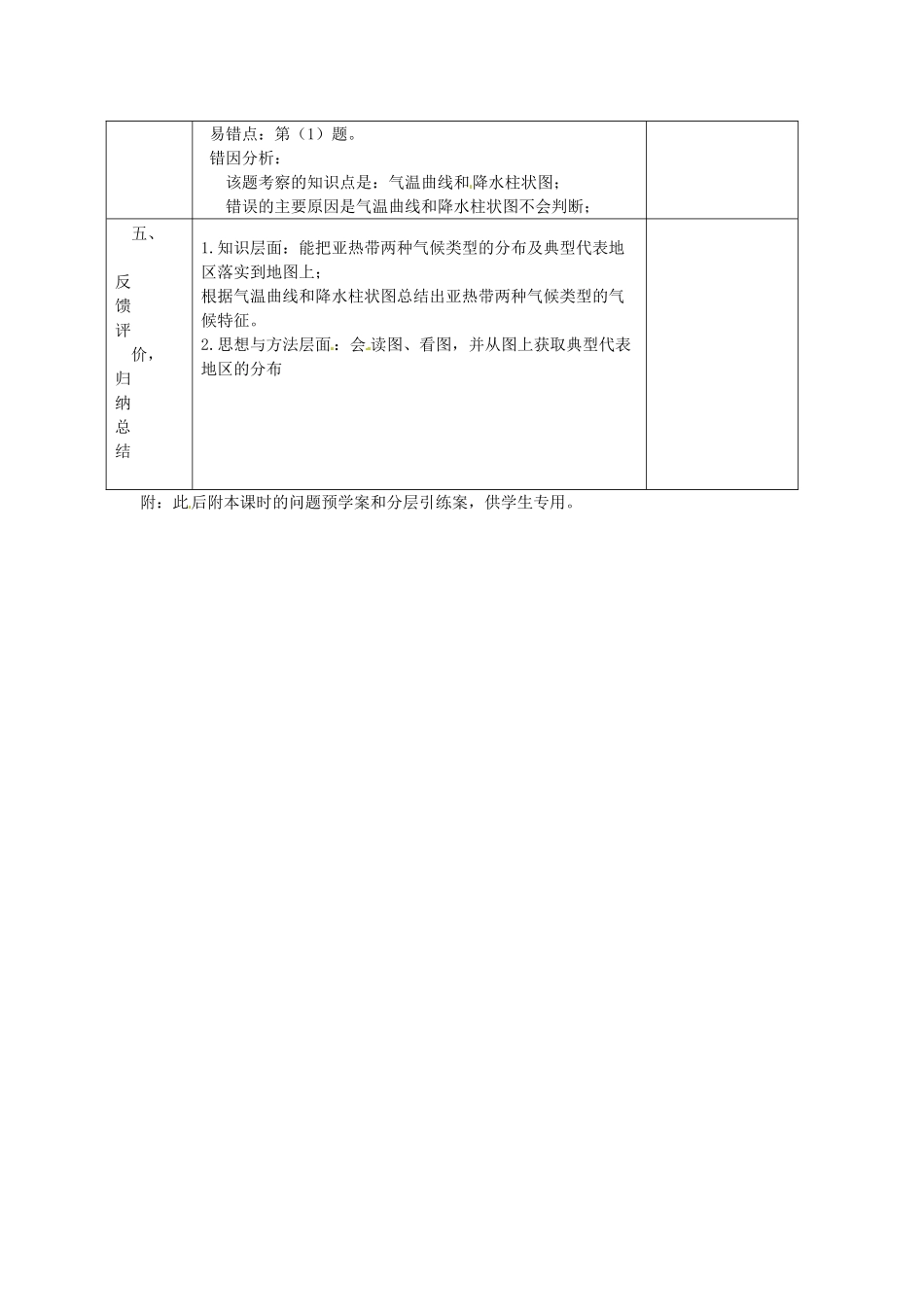 山东省安丘市东埠中学七年级地理上册 4.4 世界主要气候类型教案2 湘教版_第3页