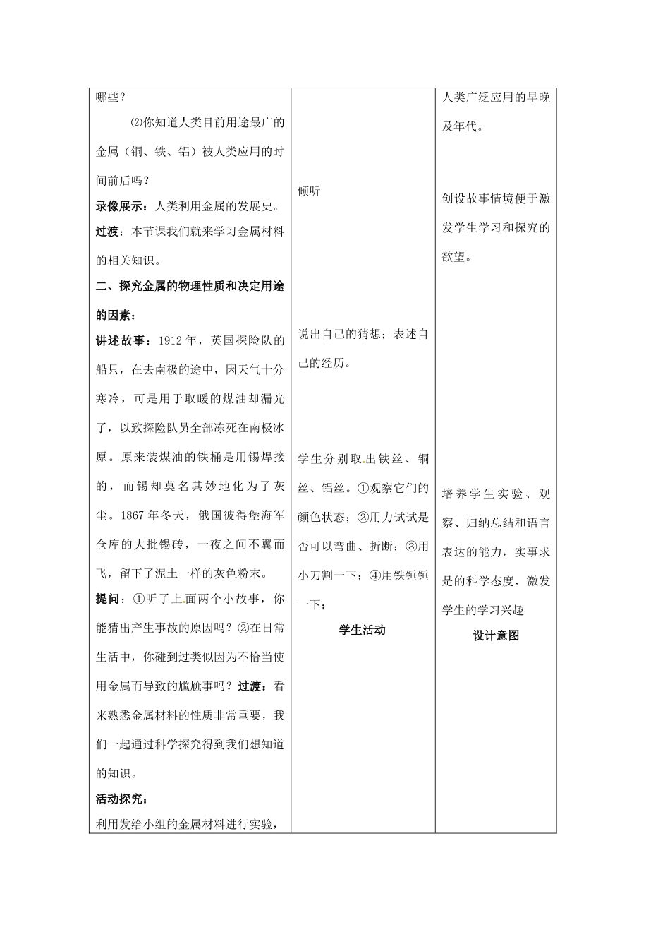九年级化学下册 8.1金属材料教案 人教新课标版_第2页