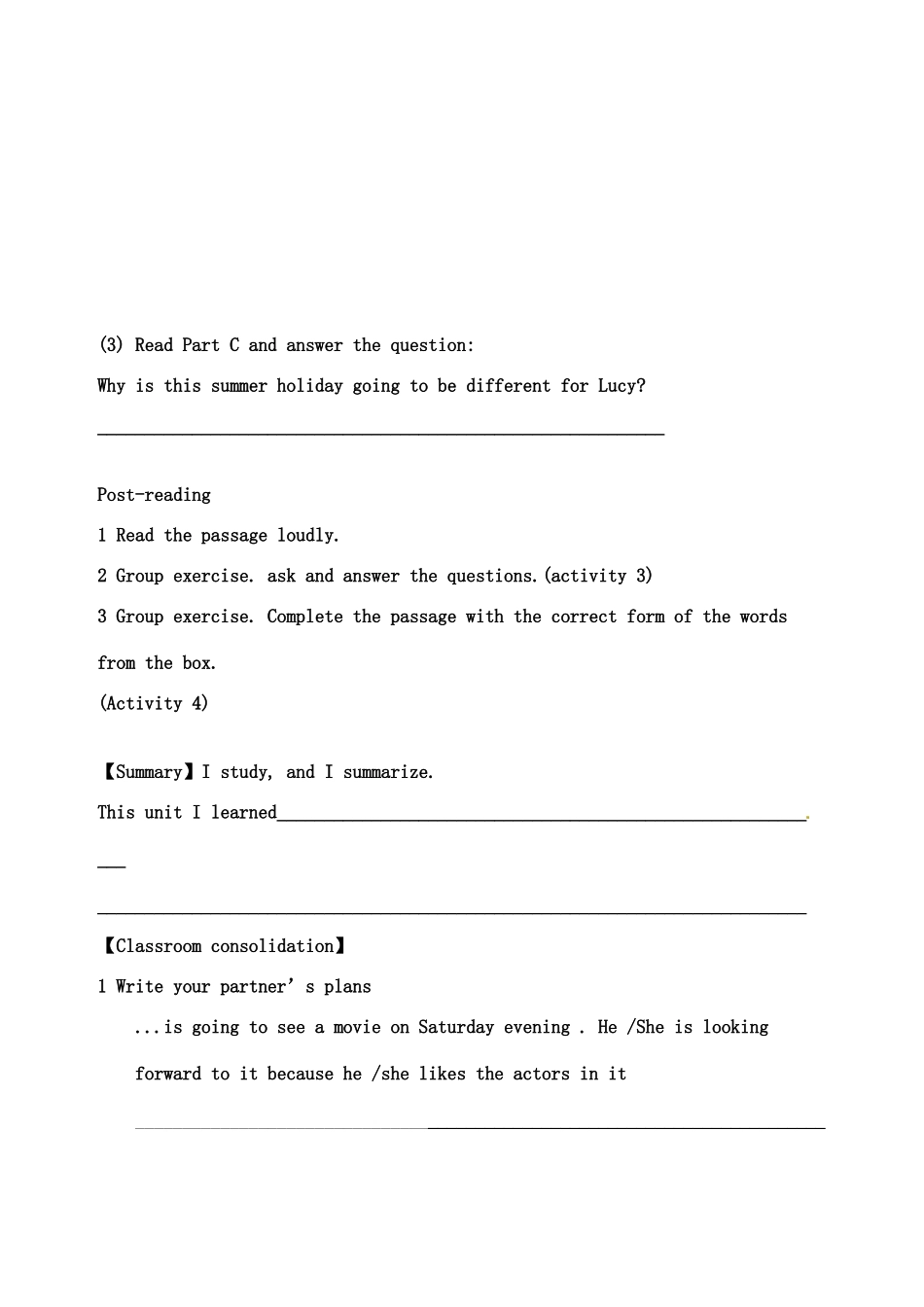 天津市宁河区七年级英语下册 Module 3 Making plans Unit 2 We’re going to cheer the players导学案 （新版）外研版-（新版）外研版初中七年级下册英语学案_第3页