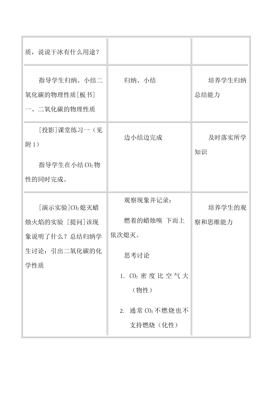 新人教版九年级化学二氧化碳的性质教案_第3页