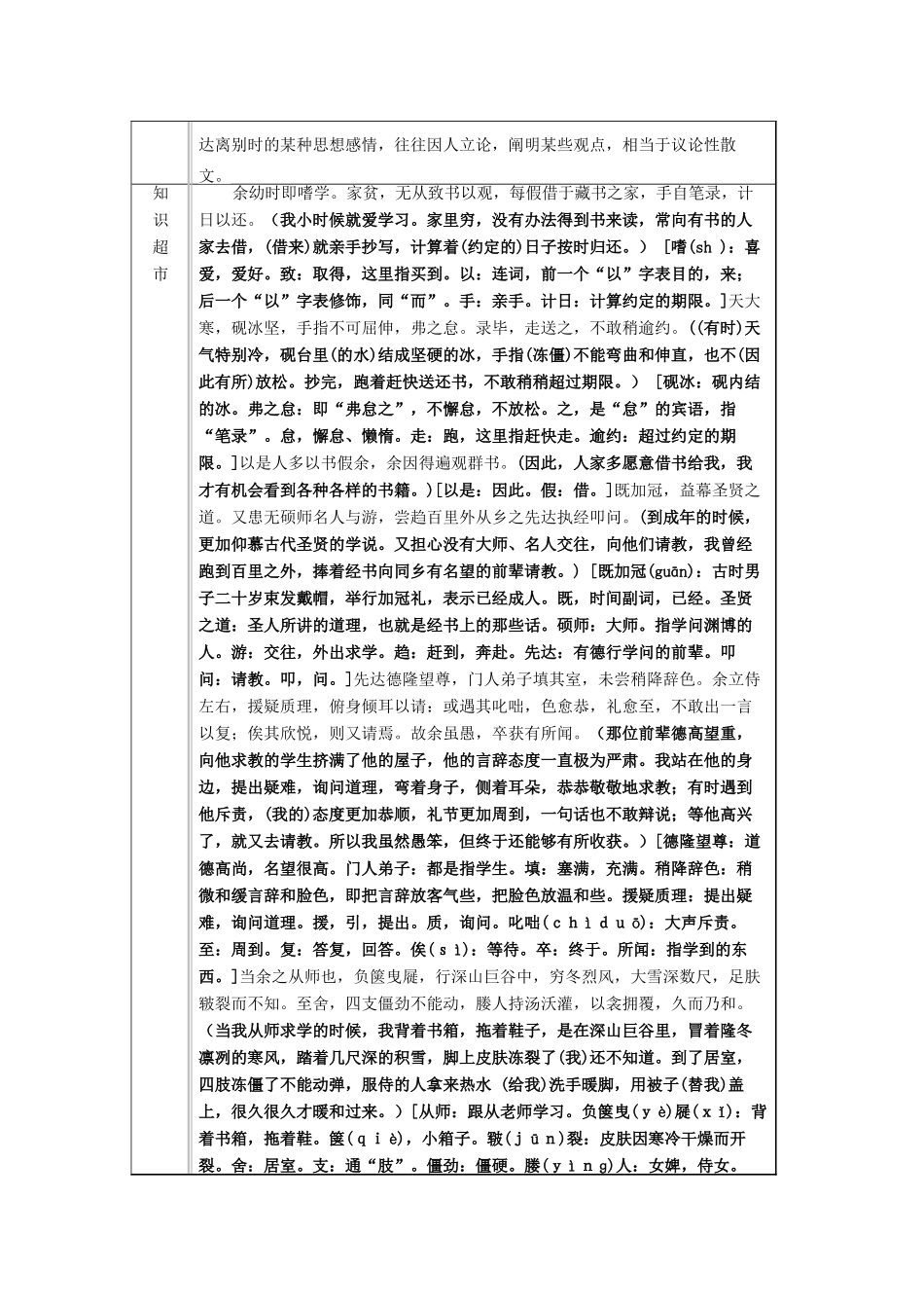 九年级语文下册 第六单元 第23课《送东阳马生序》导学案 （新版）语文版-（新版）语文版初中九年级下册语文学案_第2页