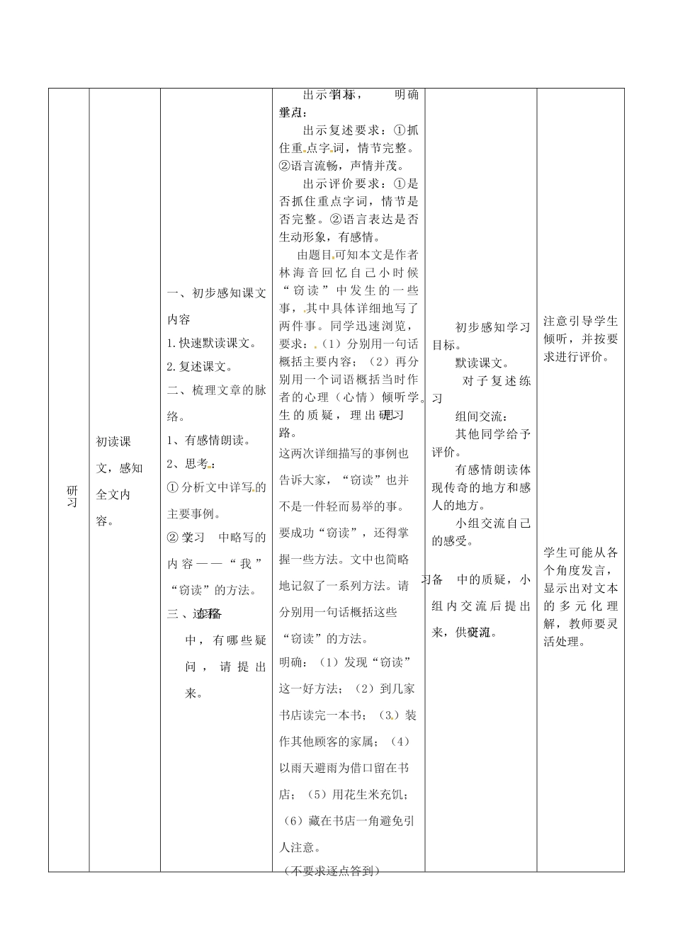 （秋季版）吉林省通化市七年级语文上册 第三单元 11《窃读记》导学案1 新人教版-新人教版初中七年级上册语文学案_第3页