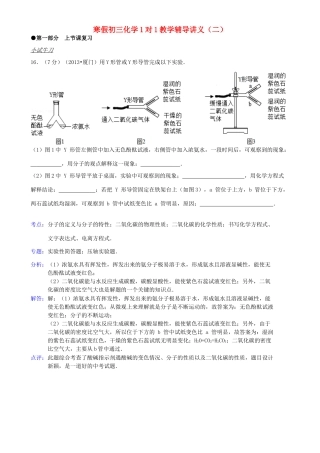 福建省厦门市九年级化学“四大名补”寒假提高培训讲义二