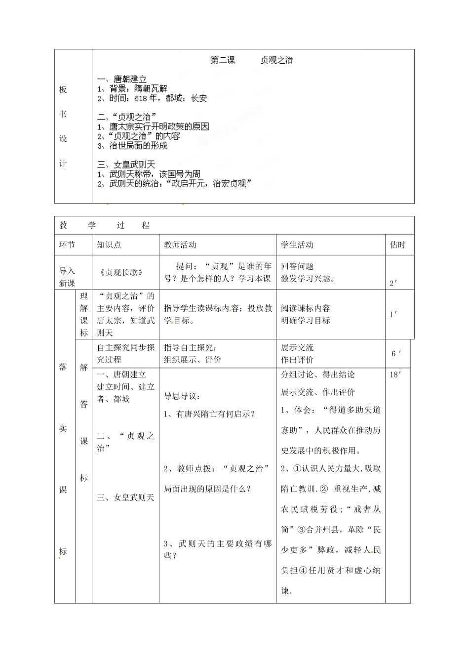 山东省临沭县第三初级中学七年级历史下册《第2课贞观之治》教案 新人教版_第2页