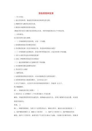 八年级生物上册 4.1.6芽的类型和发育导学案 （新版）济南版-（新版）济南版初中八年级上册生物学案