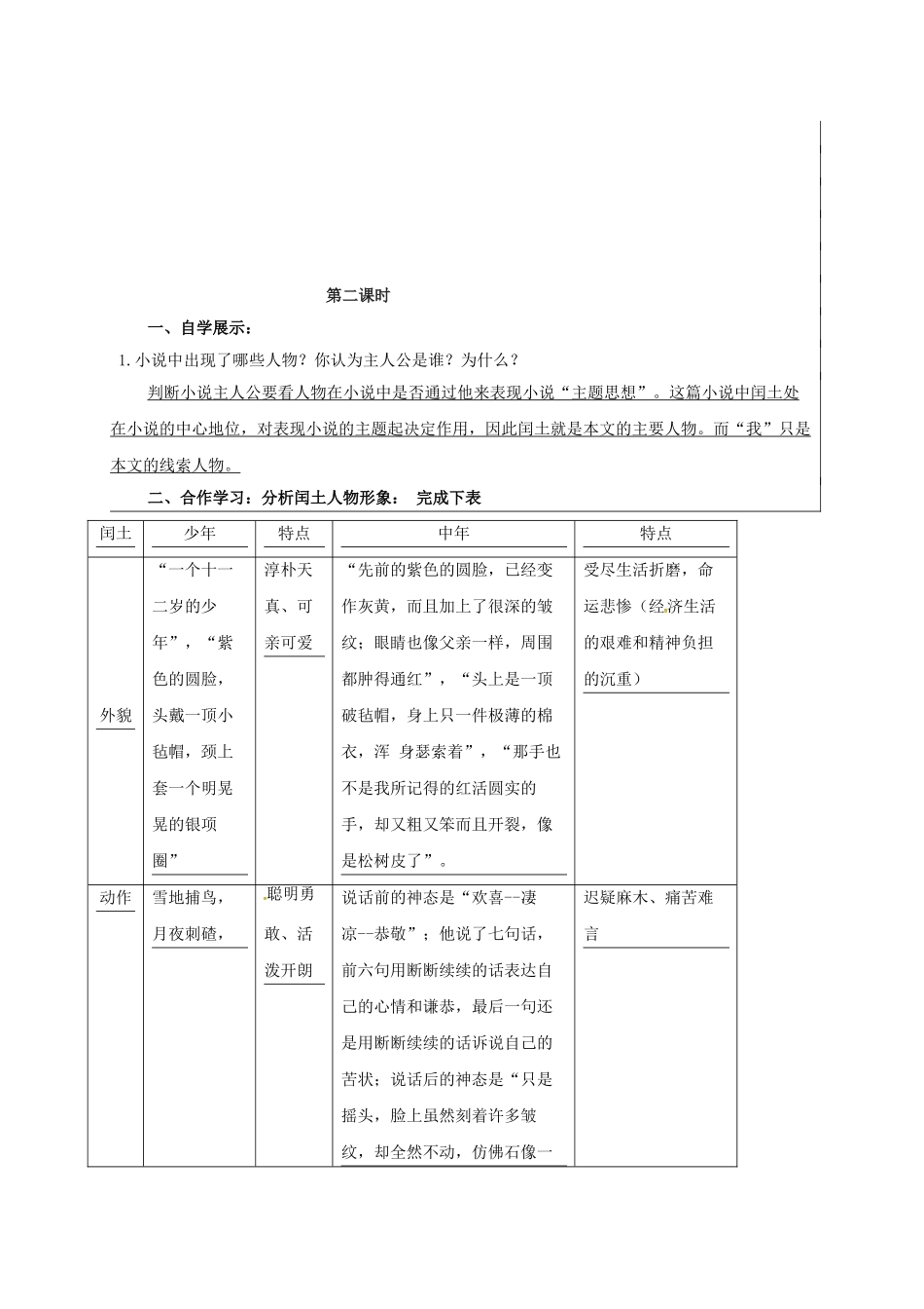 九年级语文上册 第9课《故乡》学案 新人教版-新人教版初中九年级上册语文学案_第3页