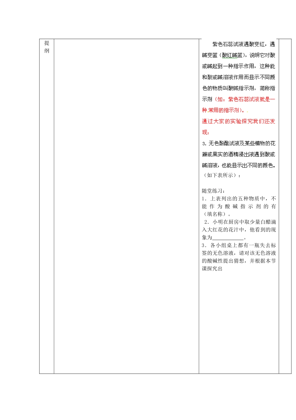 山东省临沂市蒙阴县第四中学九年级化学下册 第十单元 课题1《常见的酸和碱（第1课时）》教案 新人教版_第3页