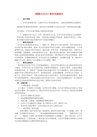 （骨干教师竞赛作品）初中化学《燃烧与灭火》教学实践报告