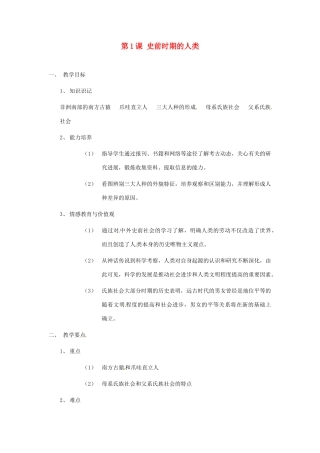 九年级历史上册《史前时期的人类》教案 华东师大版