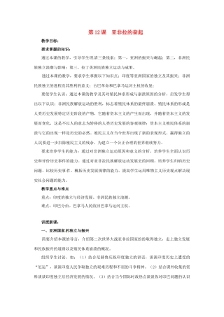 九年级历史下册 6.12《亚非拉的奋起》教案 人教新课标版