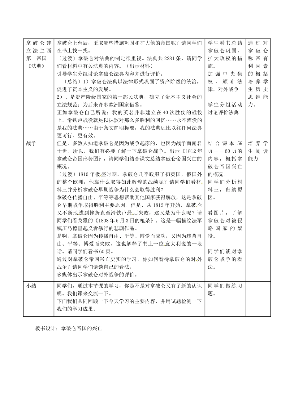 九年级历史上册 第12课 拿破仑帝国的兴亡教案 冀教版-冀教版初中九年级上册历史教案_第2页
