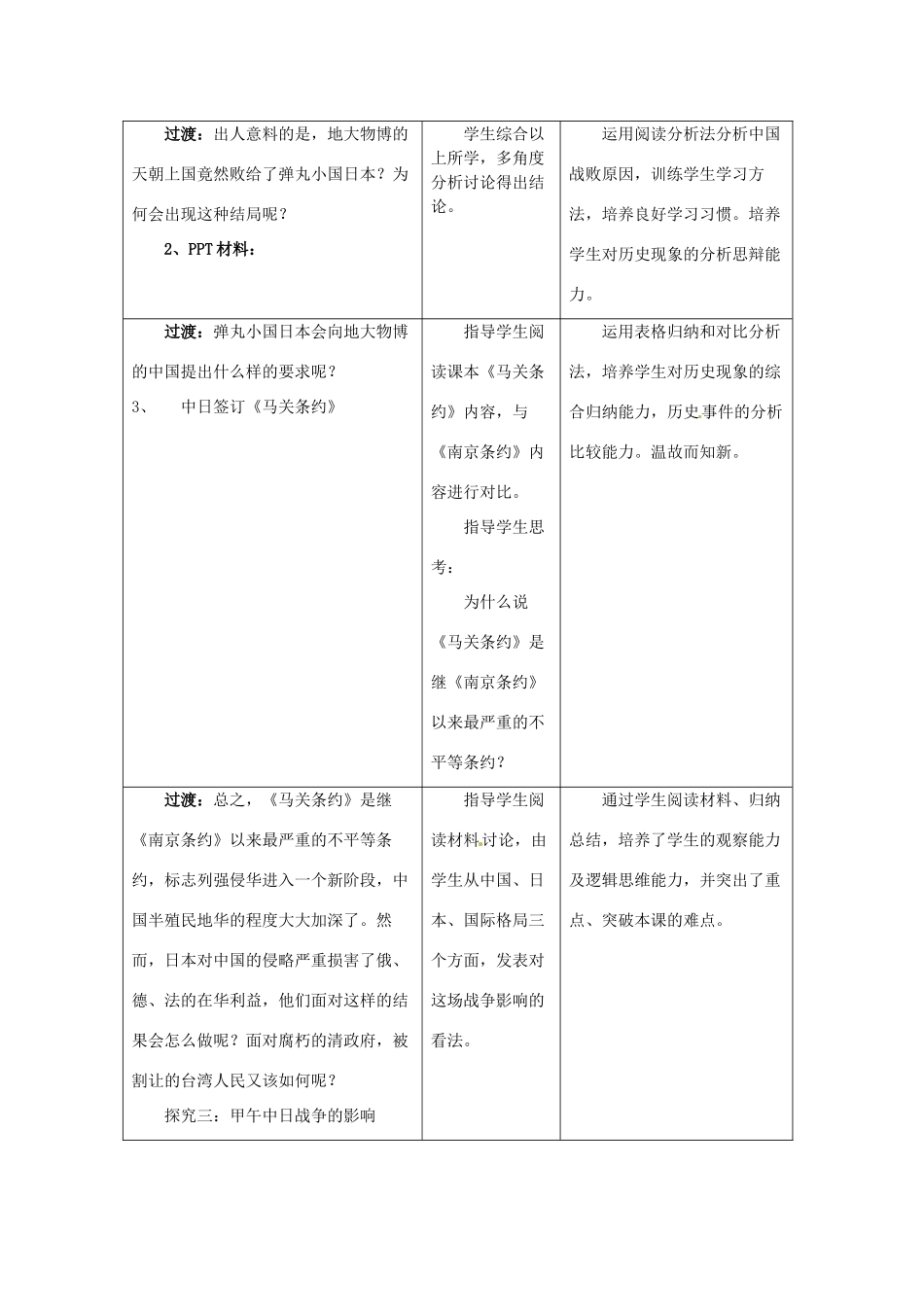 山东省龙口市诸由观镇诸由中学八年级历史上册 第一单元 第4课 甲午中日战争教案 新人教版_第3页
