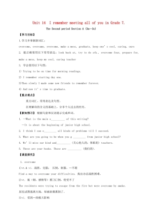 九年级英语全册《Unit 14 I remember meeting all of you in Grade 7（第2课时）》学案 （新版）人教新目标版-（新版）人教新目标版初中九年级全册英语学案