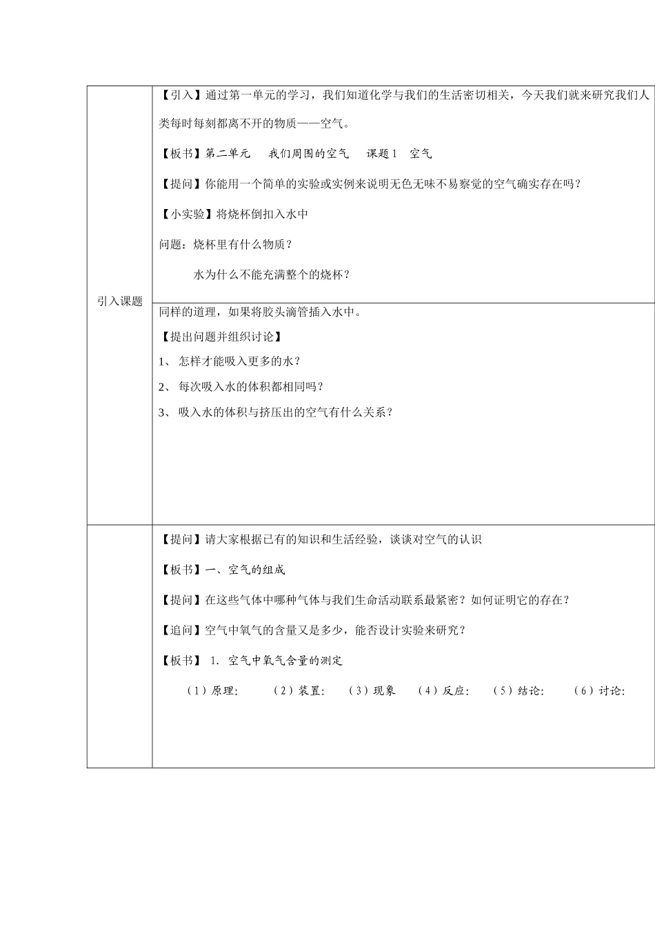 九年级化学上册人教新课标2.1空气教案人教版_第2页