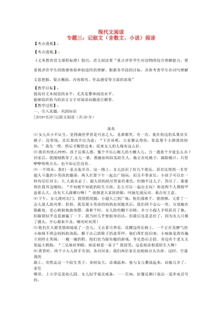 （湖南专用）中考语文复习 第二部分 现代文阅读 专题三 记叙文（含散文、小说）阅读教学案-人教版初中九年级全册语文教学案