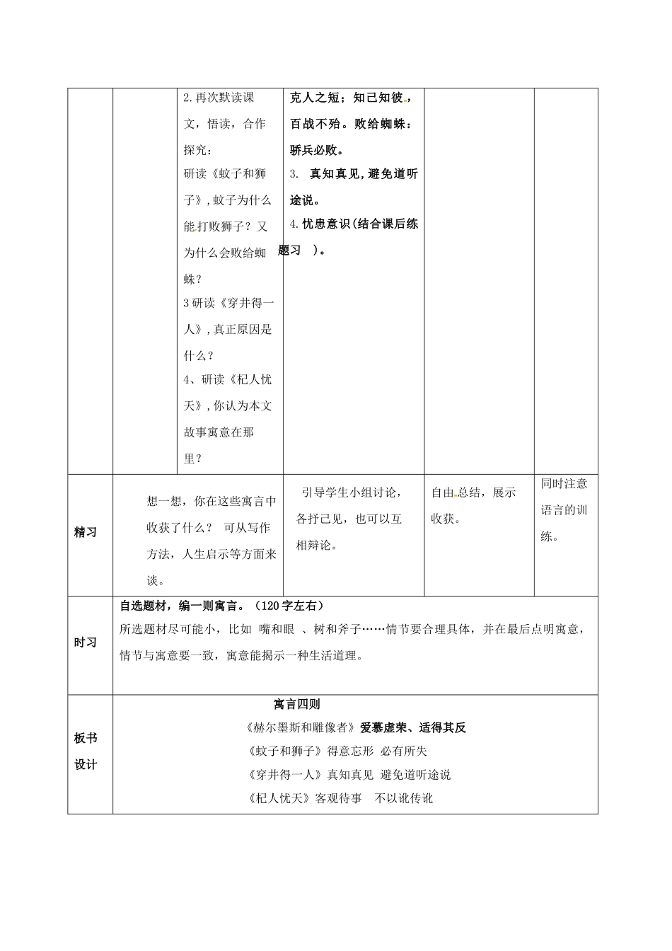 （秋季版）吉林省通化市七年级语文上册 第六单元 24 寓言四则学案2 新人教版-新人教版初中七年级上册语文学案_第3页