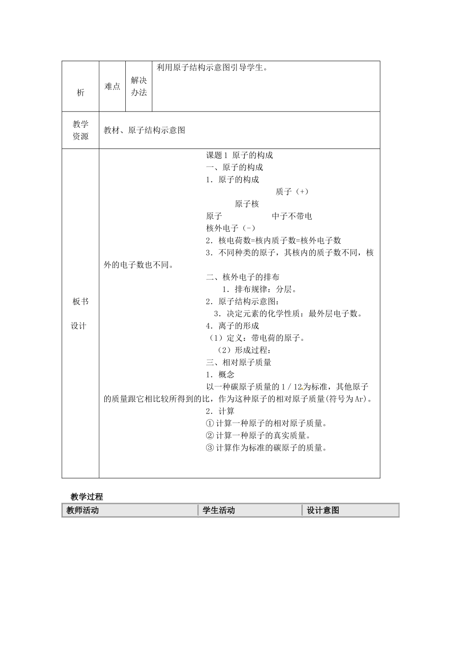 新疆兵团第五师八十八团学校九年级化学上册 原子的结构教案 新人教版_第2页